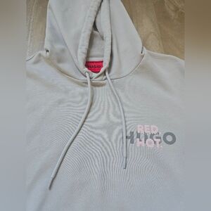 HUGO Beige Hoodie Red Hot Drip Logo